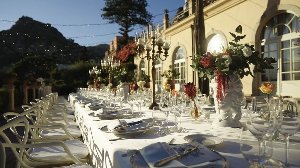 detail of an imperial table at the Grand Hotel Belmond Timeo in Taormina