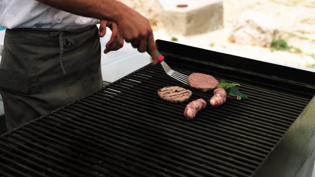 detail of meat on the barbecue
