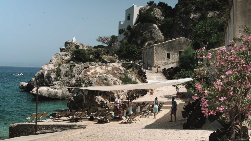 panorama from Tonnara di Scopello: the marina with rocky coast