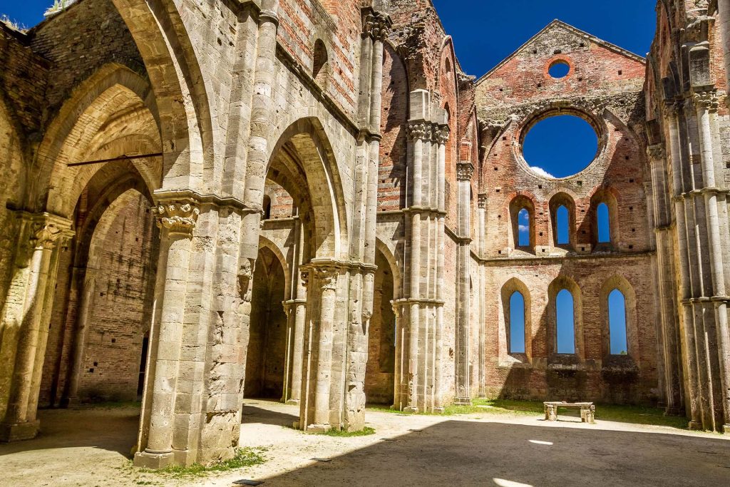 Ruines of Abbazia san Galgano Tuscany